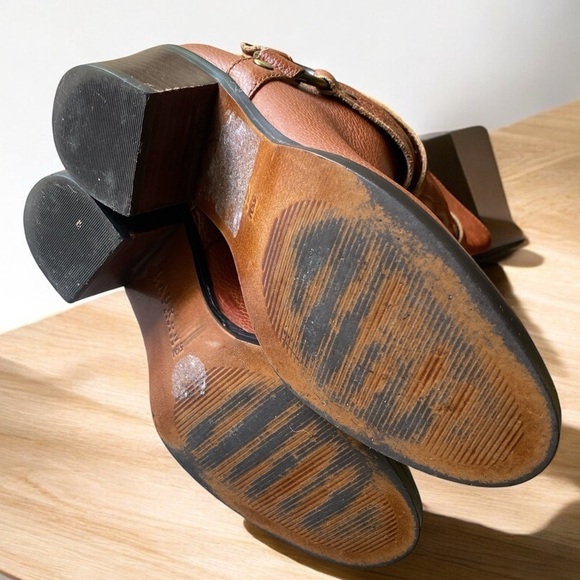 LAUREN RALPH LAUREN Tall Leather Riding Boots Size 5 1/2 Brown 2” Chunky Heels - Picture 4 of 9